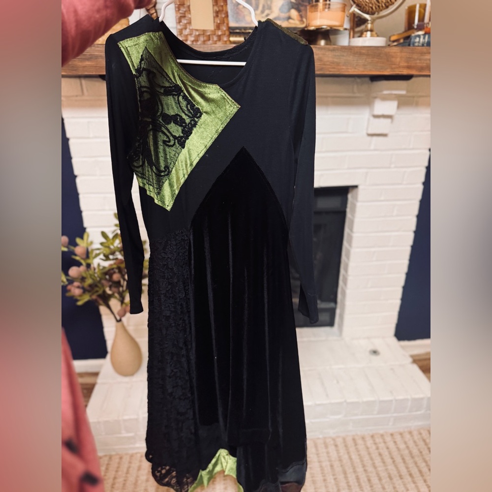 Custom- made Black and Olive Green Dress